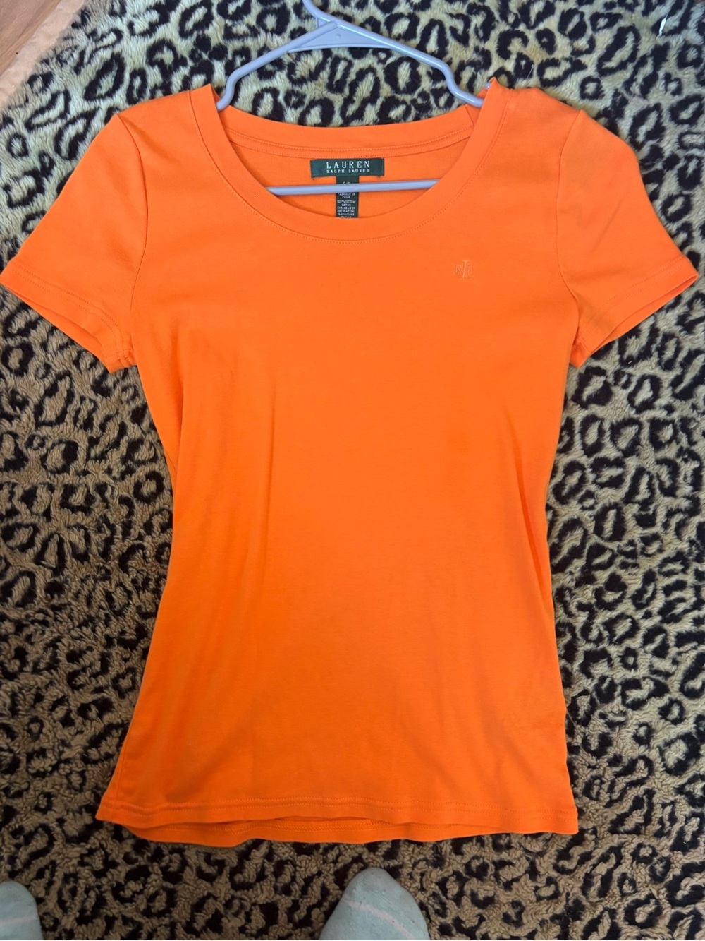 Lauren Ralph Lauren Bright Orange Scoop-Neck Short Sleeve Tee